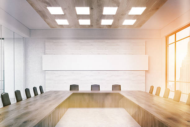 istock Meeting room with narrow horizontal poster 598929840