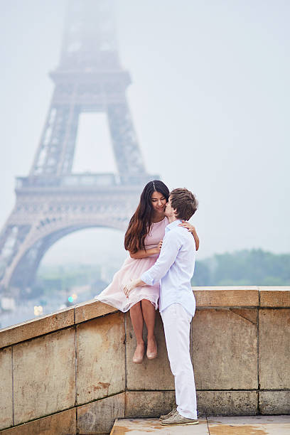 istock Romantic couple together in Paris 598929930