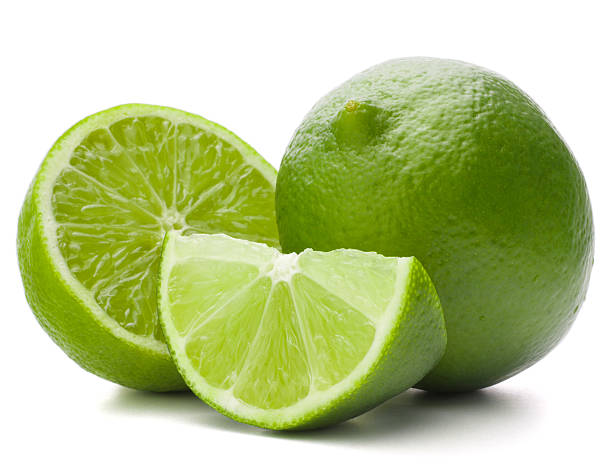 istock Citrus lime fruit isolated on white background cutout 598930376
