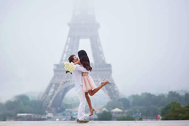 istock Romantic couple together in Paris 598931034