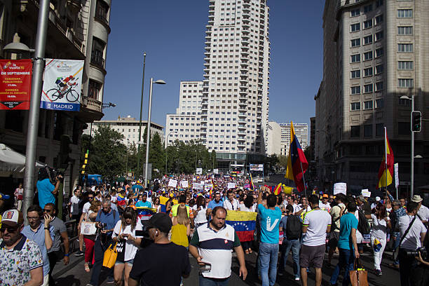 Demonstration for democracy in Venezuela stock photo