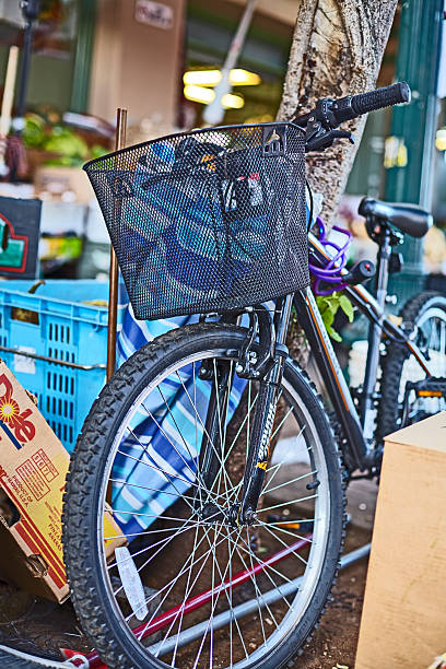 Rear tire and green wheel cover of modern bicycle
