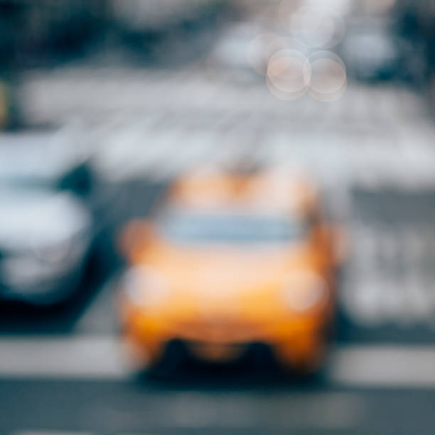 Abstract defocused taxi cab in Manhattan, New York City stock photo