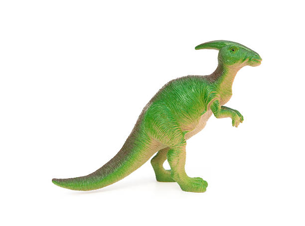 istock side view green Parasaurolophus toy on a white background 598950492