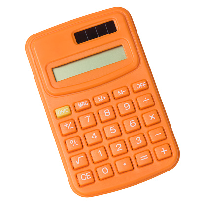 Calculator isolated on white background with clipping path