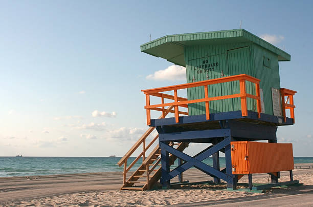 istock Colorful lifeguard tower in Miami Beach, Florida 598952784