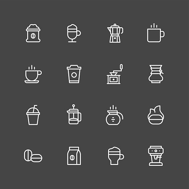 Coffee icons - White Series Coffee icons - White Series Vector EPS File. coffee cup coffee hot chocolate coffee bean stock illustrations