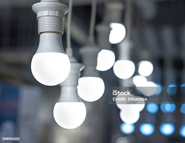 Some Led Lamps Blue Light Science Technology Background Stock Photo - Download Image Now