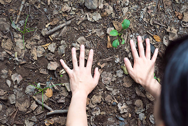 istock Woman touching the earth 598957072