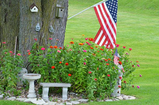istock Flower Garden with Flag 598959434