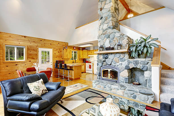 istock House interior with vaulted ceiling and open floor plan 598960502