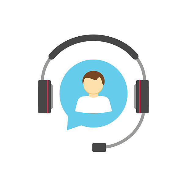 ilustrações de stock, clip art, desenhos animados e ícones de customer help desk logo concept, support service vector icon isolated - hotel reception customer service representative headset receptionist