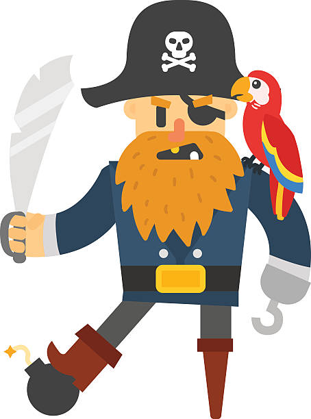 Cartoon pirate vector character Cartoon pirate vector character isolated on white. Cartoon pirate character. Funny cartoon pirate happy sailor boy costume. Fantasy kid adventure sea treasure man. cartoon of painted skull faces stock illustrations