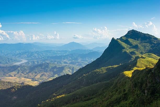 istock Panoramic view misty morning sunrise in mountain at north Thailand 598961430