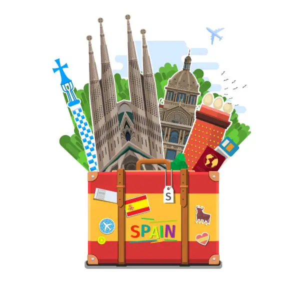 Vector illustration of Concept of travel or studying Spanish.