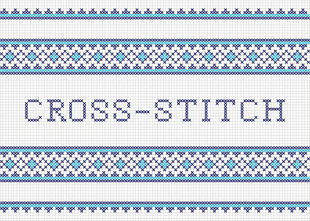 ozdobny wzór robótek ściegowych z ściegiem krzyżykowym - cross stitch stock illustrations