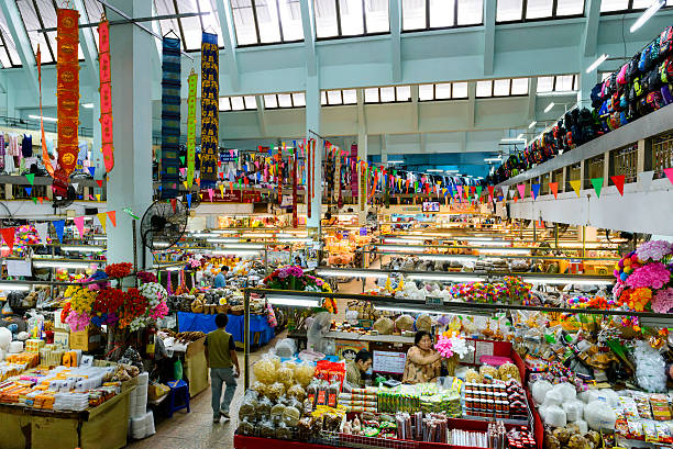 Warorot indoor market Chiang Mai Thailand - September 2, 2016 : Warorot indoor market, center of the market town of Chiang Mai and tourists, market offers many products, open daily and this market must not miss visiting. warorot stock pictures, royalty-free photos & images