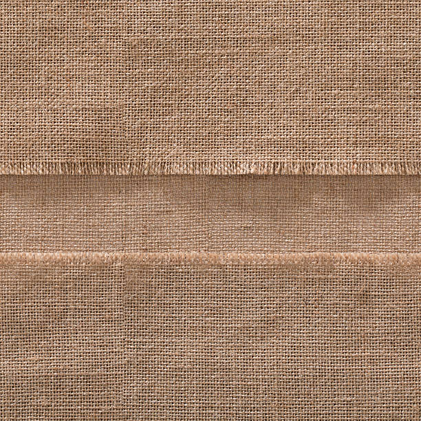 istock Burlap Seamless Fabric Edge Background, Jute Strip Sack Cloth Frame 598963510