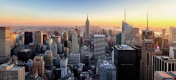 Photo of New York City. Manhattan downtown skyline.