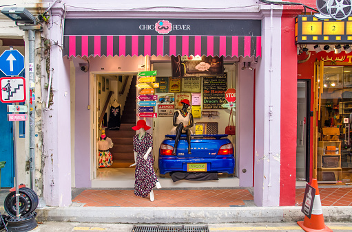 Singapore - September 15,2015 : Haji Lane is a shopping street in the heart of Singapores Kampong Glam Arab Quarter,it famous for shops,cafes and restaurants.