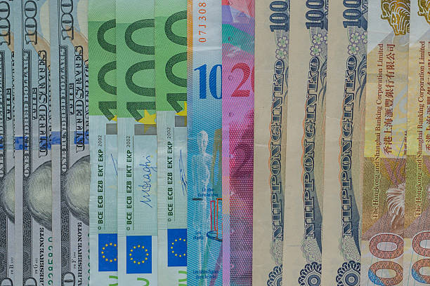 istock banknotes of different countries, mixed currencies. 599101524