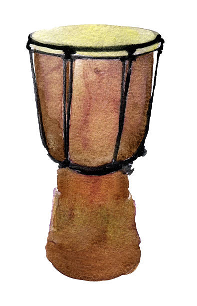 istock watercolor sketch of african drum on white background 599101840