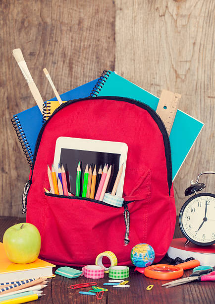 istock Full of bag school supplies 599104904