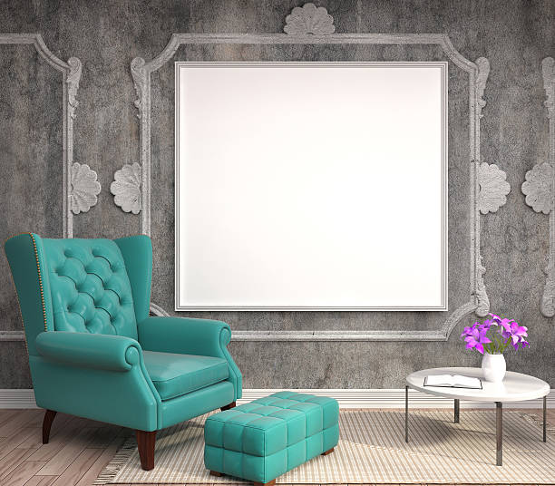 istock mock up poster frame in interior background. 3D Illustration 599107376