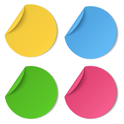 Color round paper stickers with edge curl
