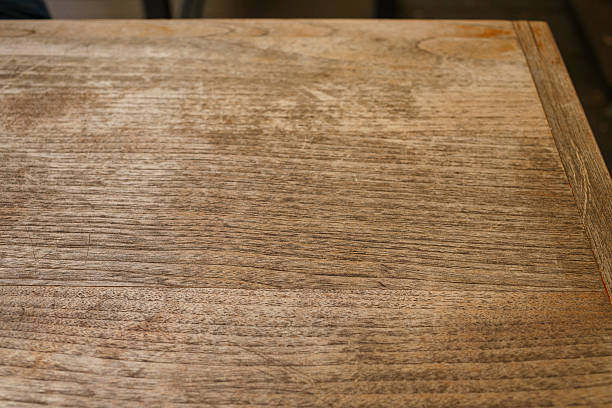 istock Weathered wood  texture background  Rustic pine wooden table 599109310