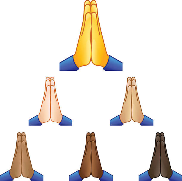 Folded hands emoji Folded hands emoji set of various skin tones pleading stock illustrations