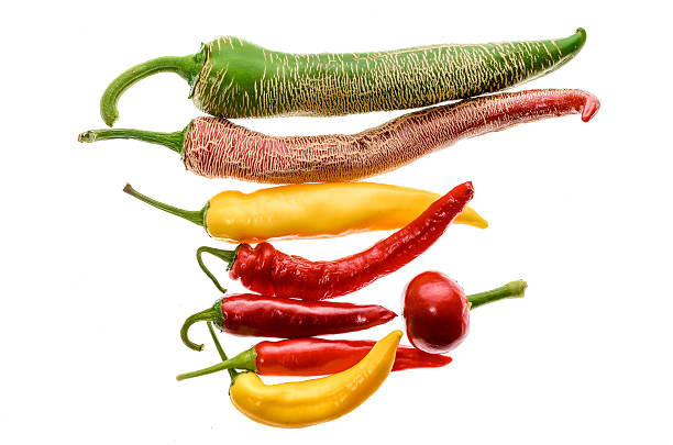istock Different variety of hot peppers or chilies, isolated on white. 599111484