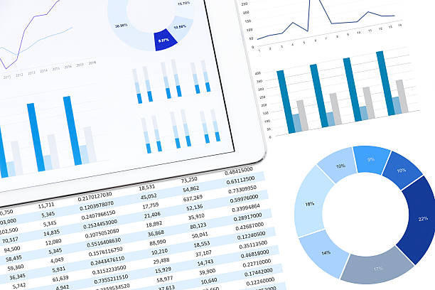 istock Business chart on the digital tablet and printed media 599112780