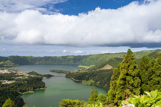 istock Looking over Lagoa Azul and Lagoa Verde, Sao Miguel 599113038
