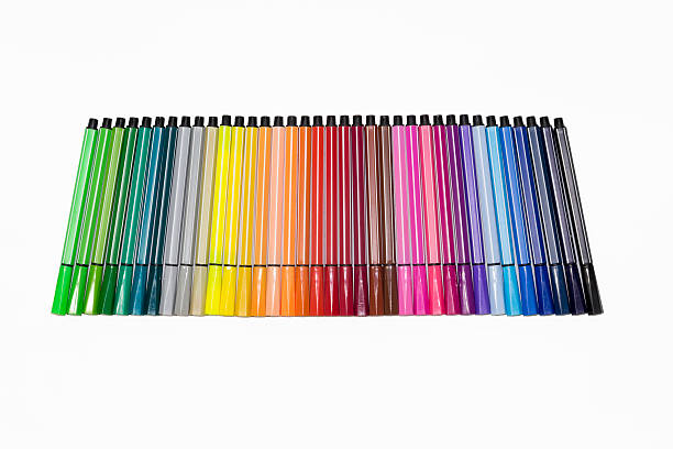 istock pen markers all colors  lined on the white background  isolated on white 599114166