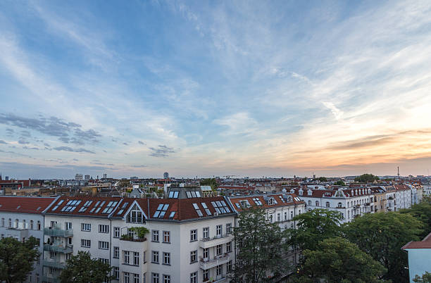 istock View over rooftops , city skyline at sunset 599114868