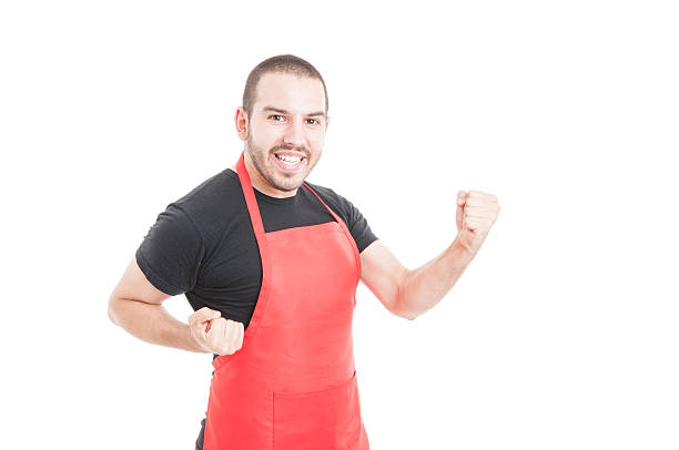 istock Cheerful clerk celebrating triumph or success 599120572