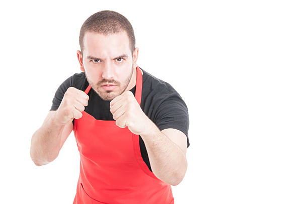istock Angry employee fighting with somebody 599120792