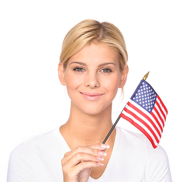 istock Woman With American flag 599120860