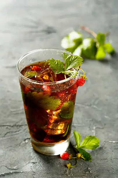 Ice tea with wild strawberry