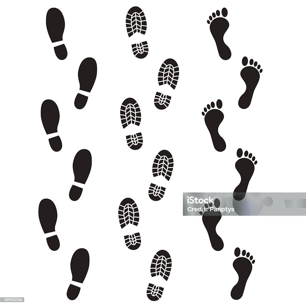 Human footprint icon. Vector art: human footprints icon set. Footprint stock vector