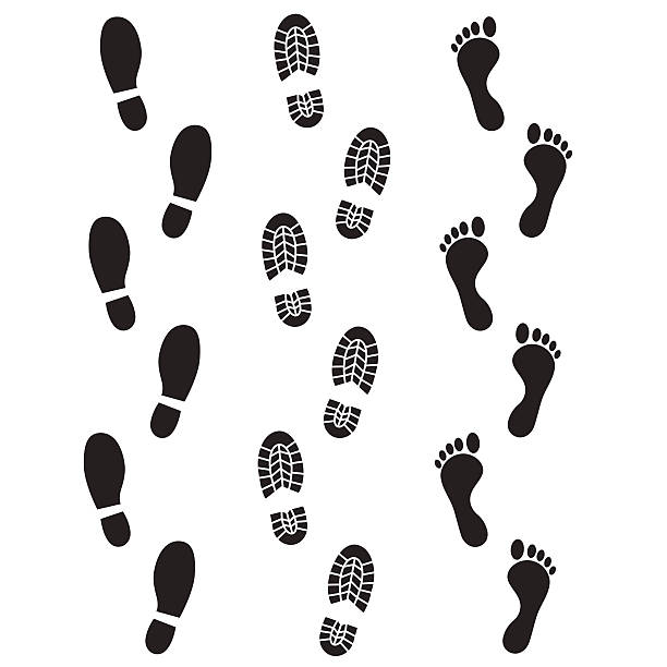 Human footprint icon. Vector art: human footprints icon set. hiking icons stock illustrations