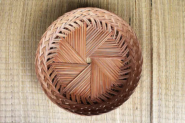 Coconut-palm leaf wicker by hand made in Thailand.