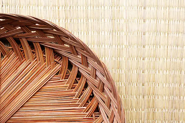 Coconut-palm leaf wicker by hand made in Thailand.