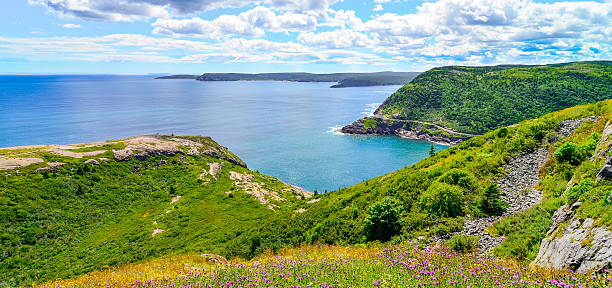 historic site  fort amherst, st john's newfoundland. cape spear background - nova scotia extreme terrain cape breton island landscape imagens e fotografias de stock