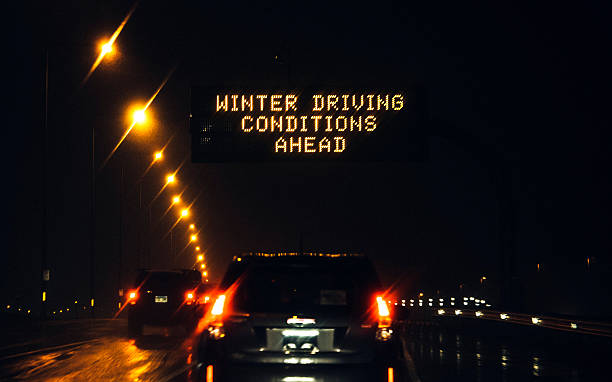 istock Winter conditions alert display on interstate in Denver, Colorado. 599134722