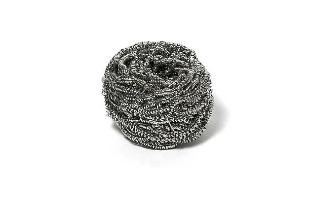 istock Cleaning steel wire wool scrub scourer metal on white background 599135050