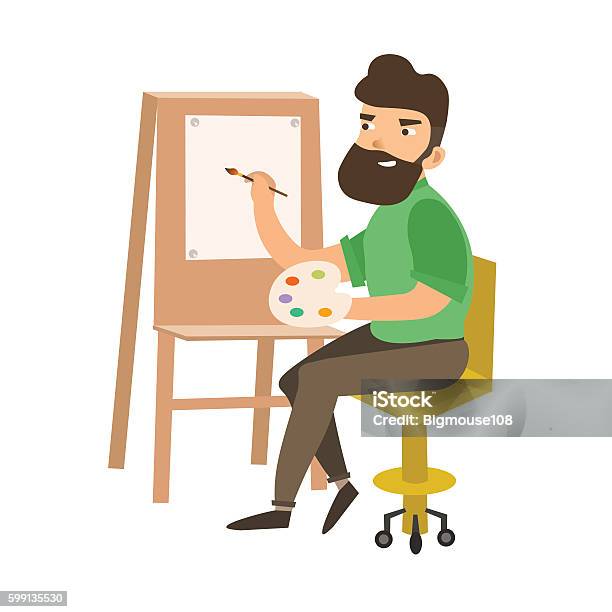 Easel painting, Stock vector