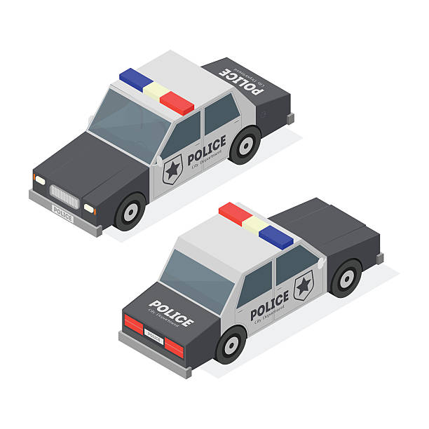 ilustrações de stock, clip art, desenhos animados e ícones de police car. isometric view. vector - emergency services car urgency isometric