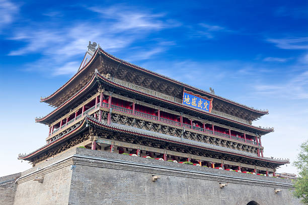 edifícios antigos chineses em xi'an - xian tower drum china - fotografias e filmes do acervo